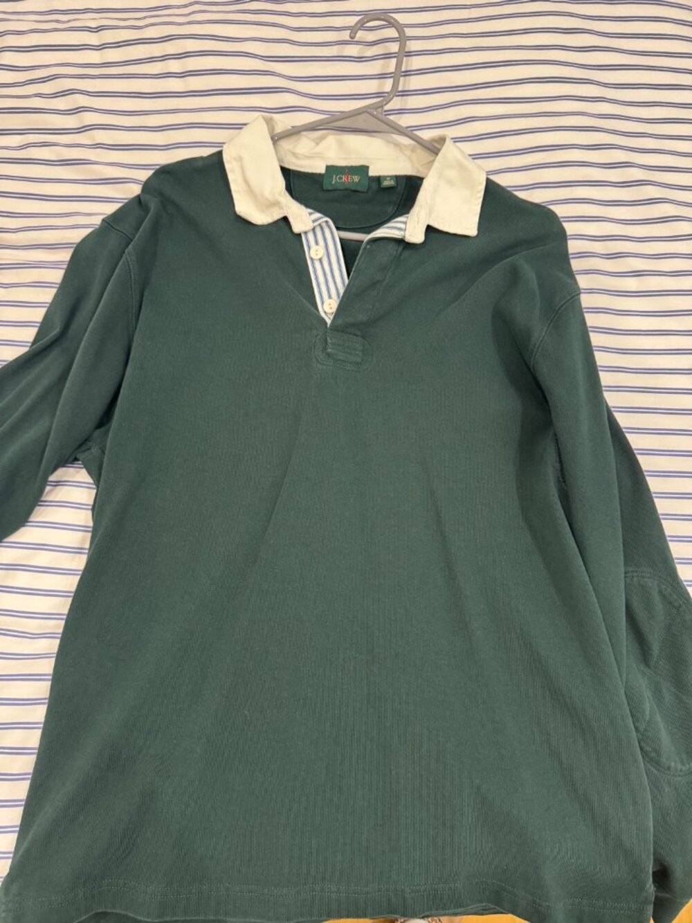 J.Crew Men's Green Rugby Polo Shirt — Medium